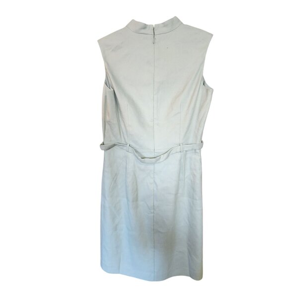 Ann Taylor Petite Light Gray Sleeveless Belted Sheath Dress Size 4P NWT - Picture 2 of 4